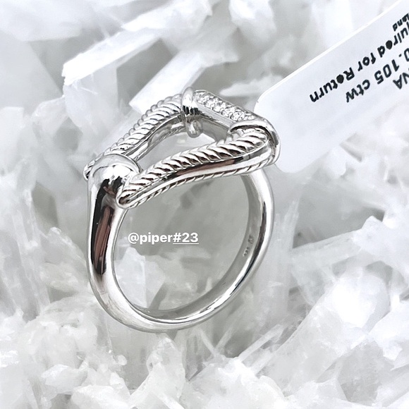 NWT Judith Ripka Vienna Diamond Sterling Silver Stirrup Ring-size 8 - Picture 3 of 11